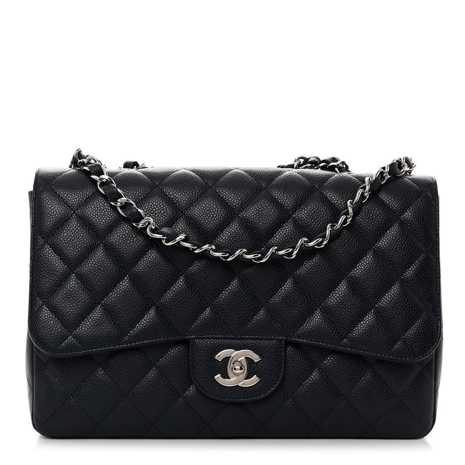 Chanel Caviar Quilted Jumbo Single Flap Navy 1 of 10