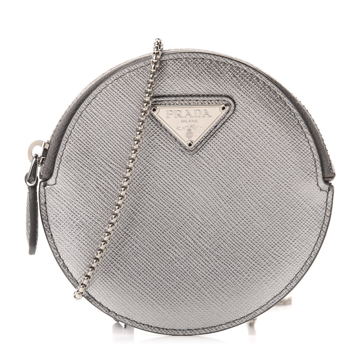 Metallic Saffiano Mini Pouch Cromo