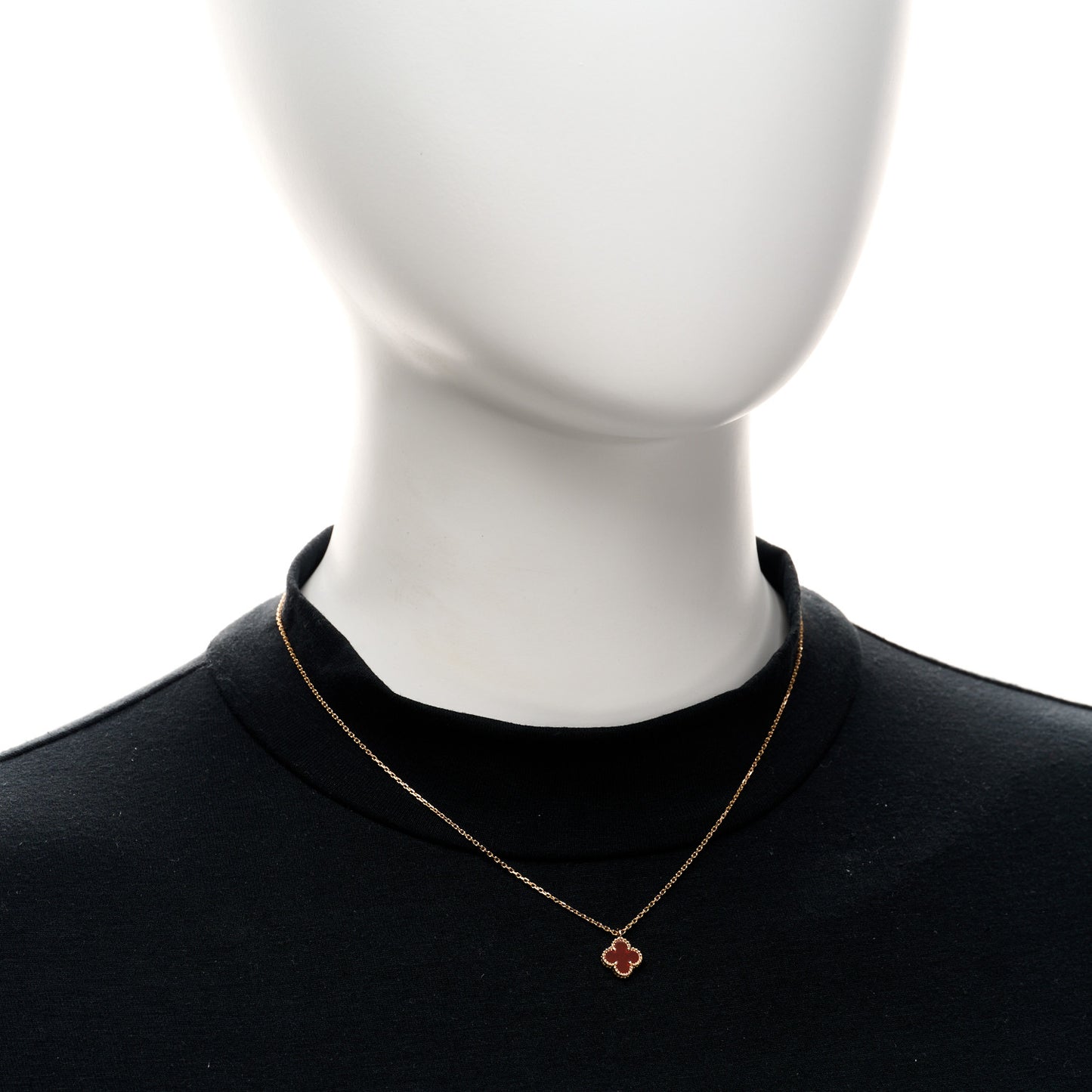 18K Rose Gold Carnelian Sweet Alhambra Pendant Necklace