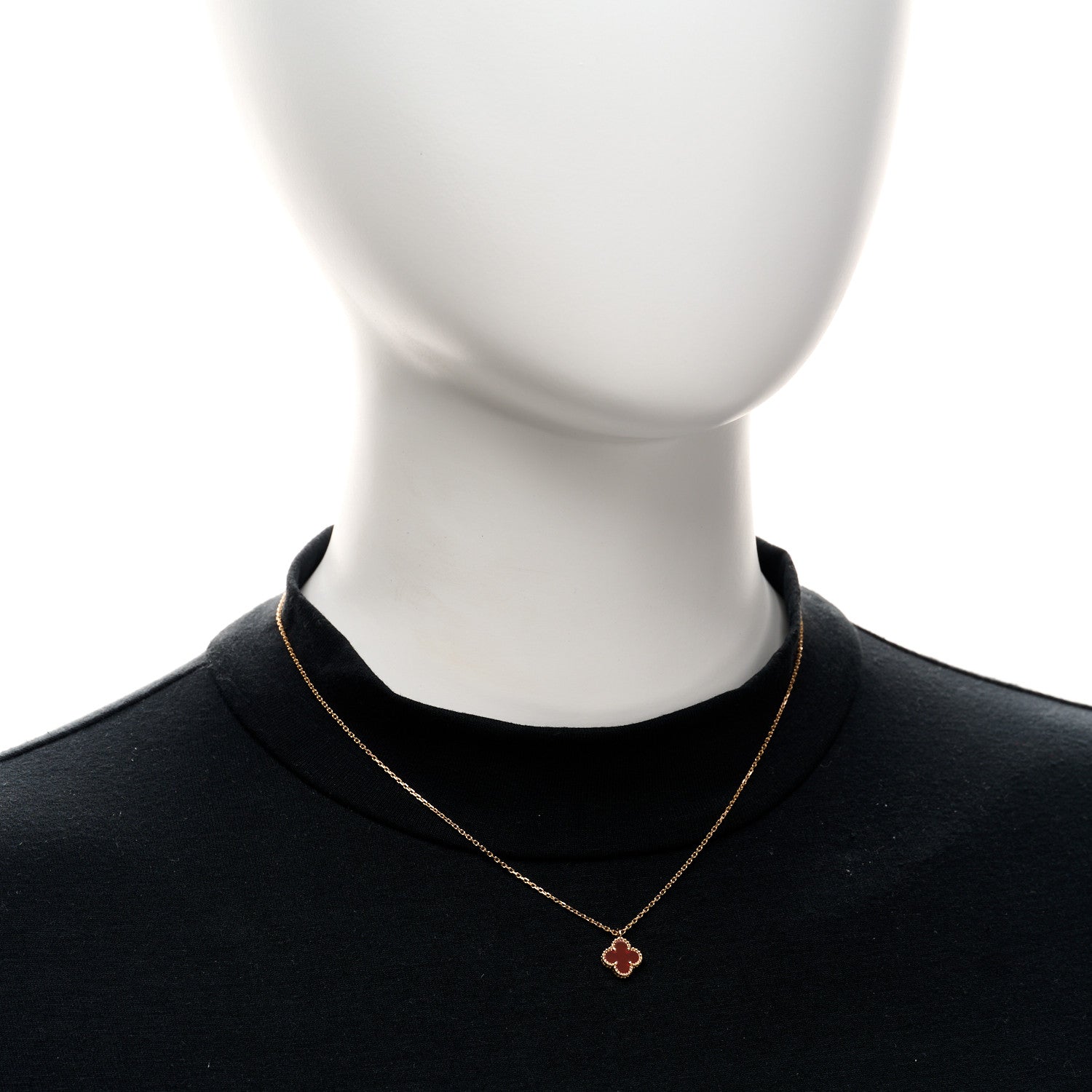 Van Cleef & Arpels 18K Rose Gold Carnelian Sweet Alhambra Pendant Necklace 2 of 4