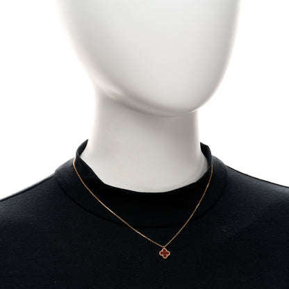 Van Cleef & Arpels 18K Rose Gold Carnelian Sweet Alhambra Pendant Necklace 2 of 4