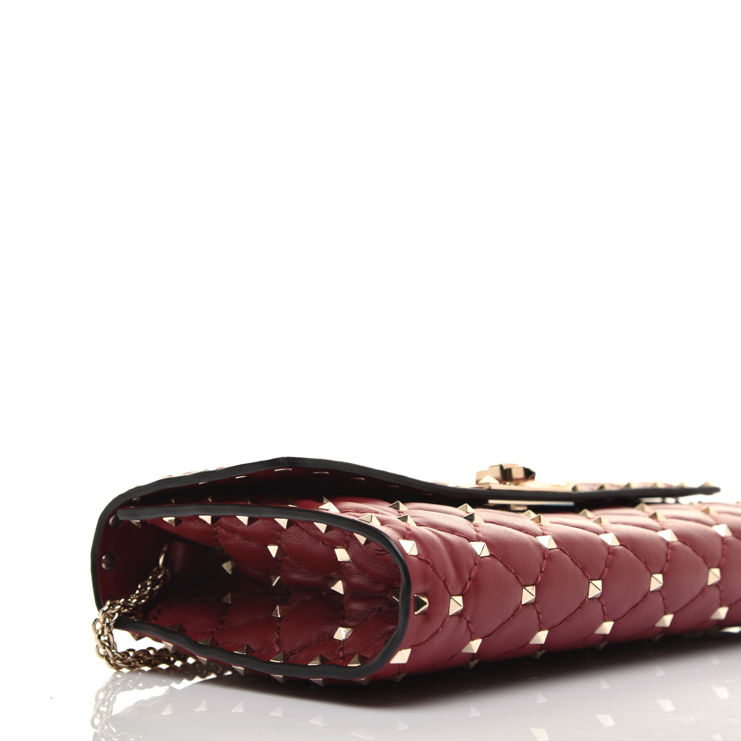Nappa Rockstud Spike Wallet on Chain Rubino