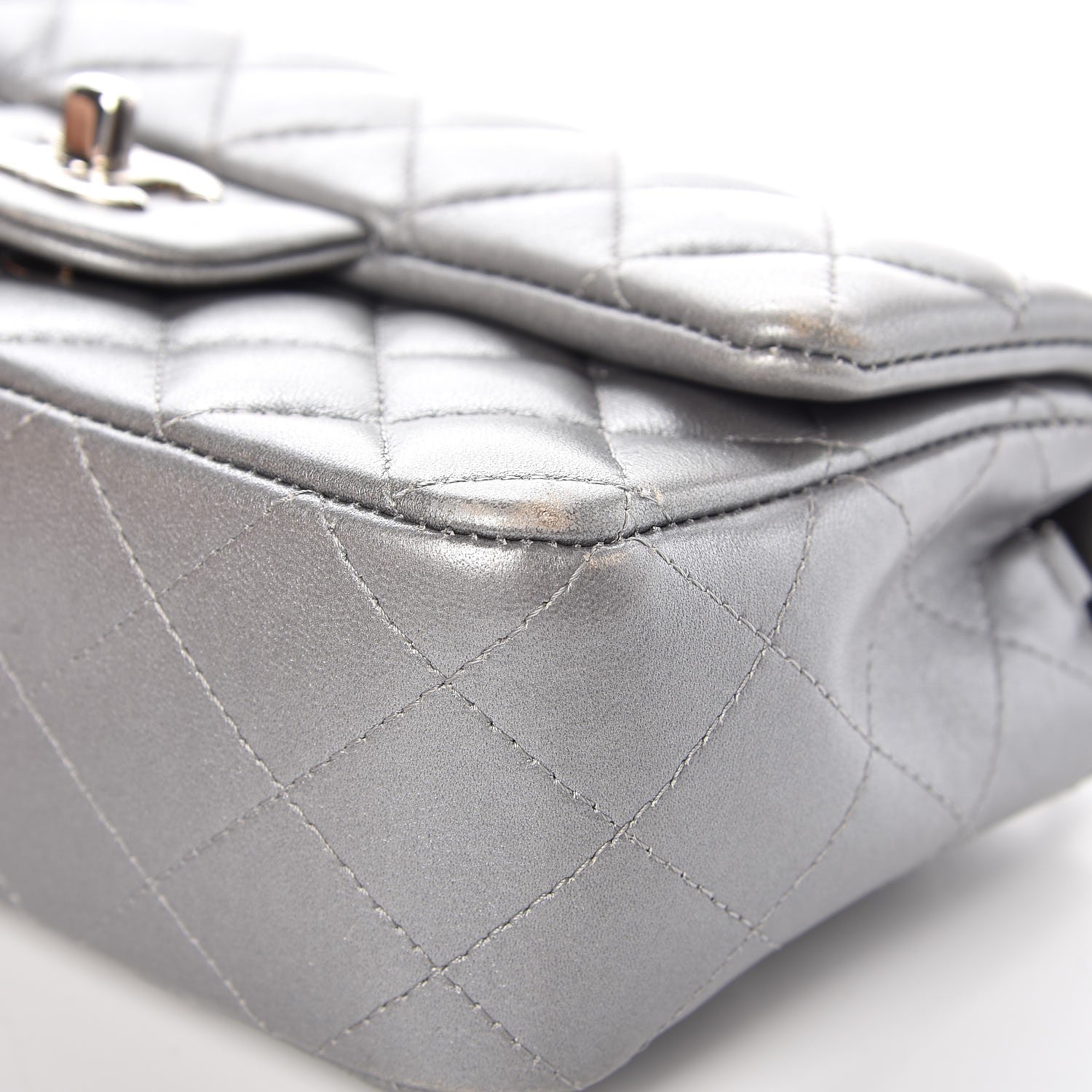 Chanel Metallic Lambskin Quilted Mini Rectangular Flap Silver 11 of 13