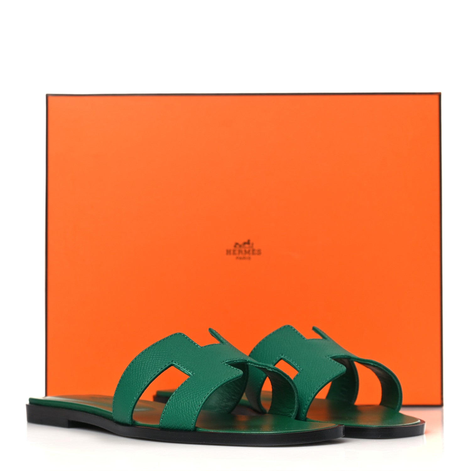 Hermes Epsom Oran Sandals 36.5 Vert Emeraude 9 of 9