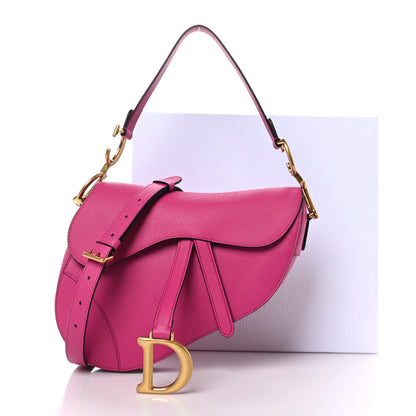 Christian Dior Grained Calfskin Saddle Bag With Strap Fuchsia 10 of 10