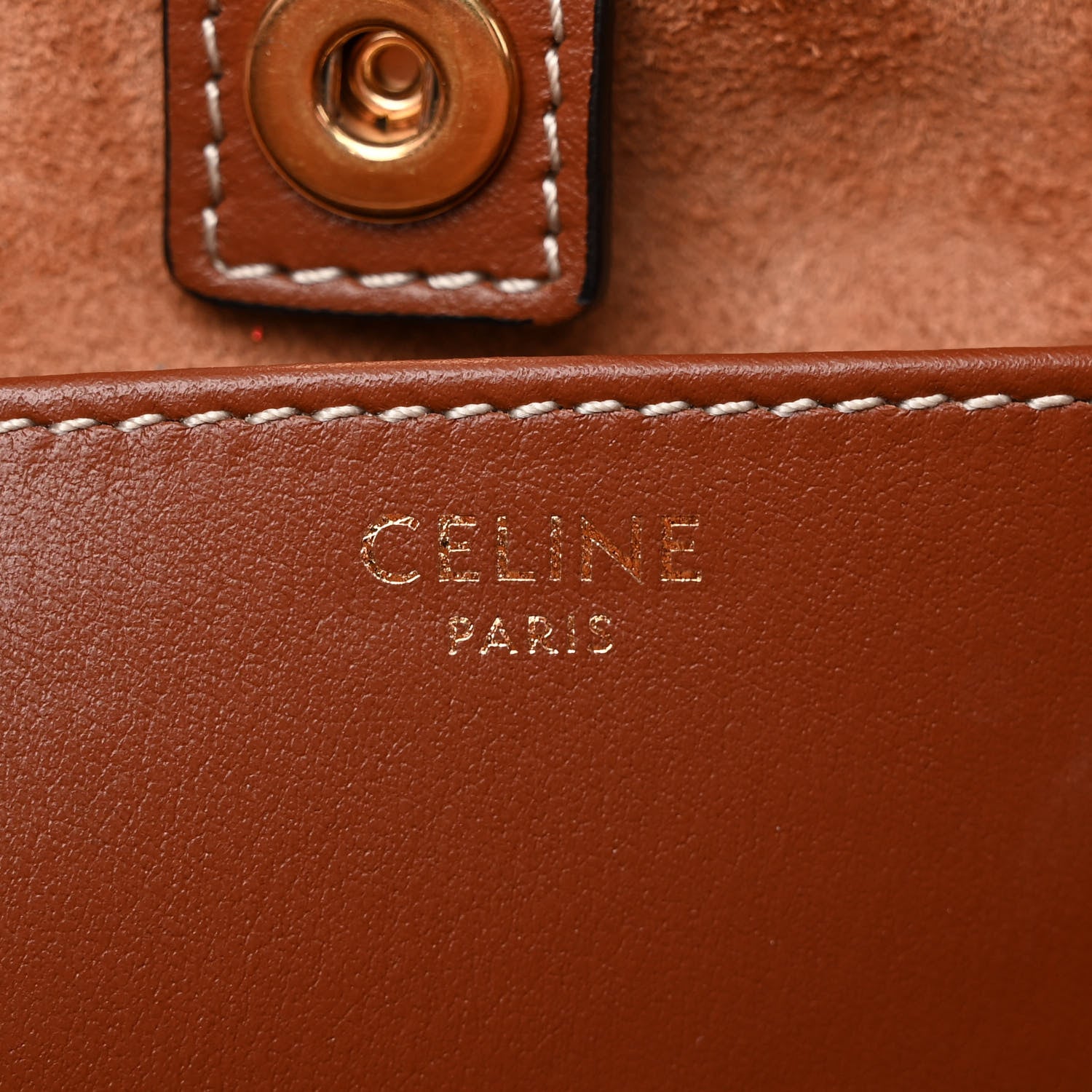 Celine Smooth Calfskin Cuir Small Triomphe Cabas Drawstring Tan 6 of 12