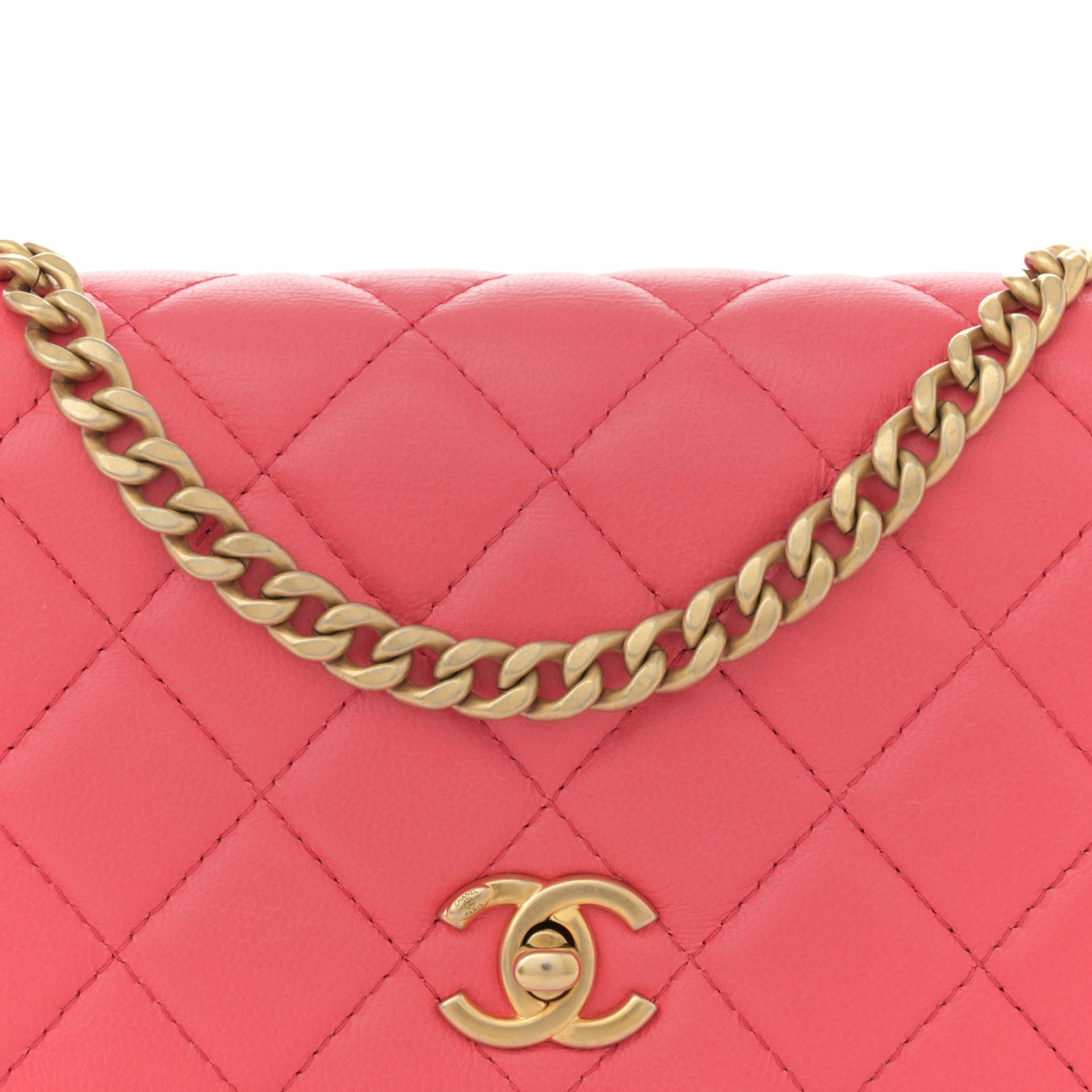 Chanel Lambskin Quilted Sweet Camellia Wallet On Chain WOC Coral 8 of 12