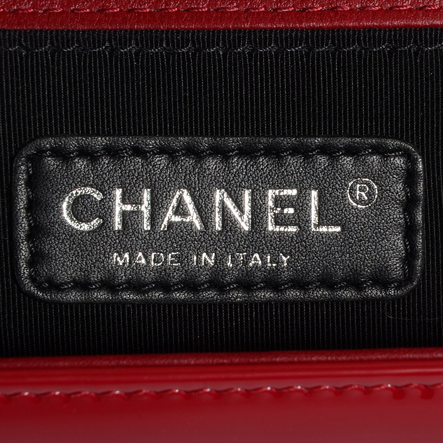 Patent Leather Medium Boy Flap Plexiglass Red