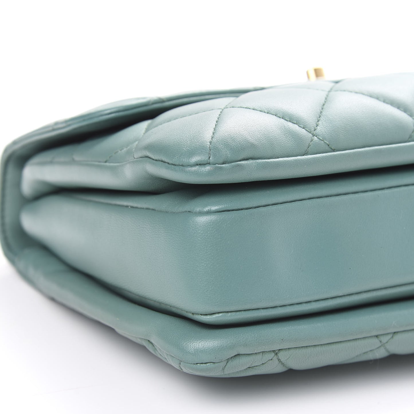 Lambskin Quilted Small Trendy CC Flap Dual Handle Bag Light Green