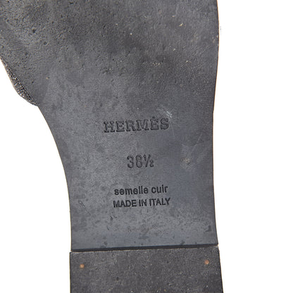 Hermes Suede Goatskin Crystal Powder Oran Sandals 38.5 Black 6 of 7