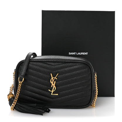 Saint Laurent Grain De Poudre Matelasse Monogram Mini Lou Camera Bag Black 11 of 11