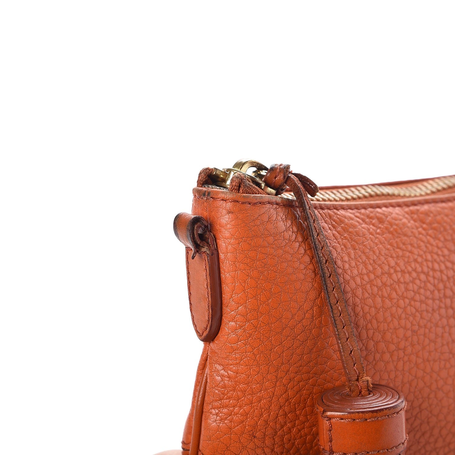 Burberry Signature Grain Calfskin Tassel Peyton Crossbody Clutch Bag Orange 9 of 17