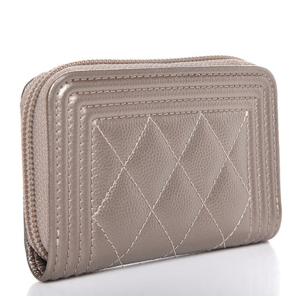 Chanel Metallic Caviar Quilted Boy Zip Around Coin Purse Wallet Copper 3 of 8
