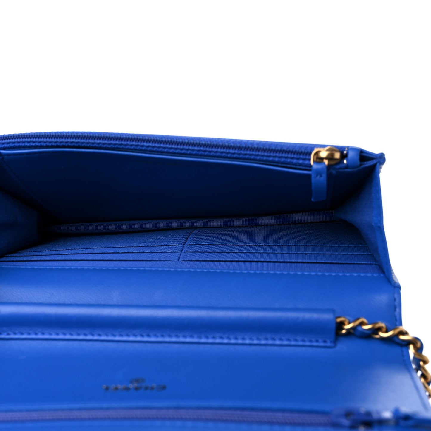 Lambskin Quilted Boy Wallet On Chain WOC Blue