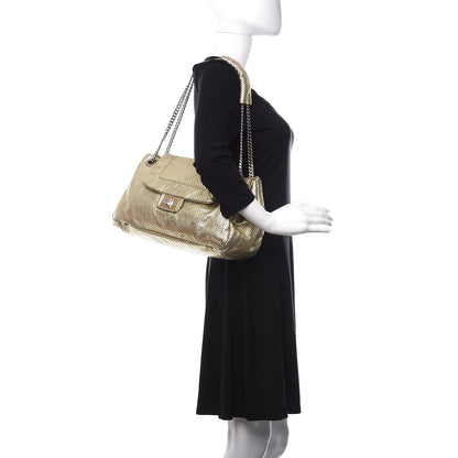Chanel Metallic Calfskin Perforated Large Drill Accordion Flap Gold 2 of 14