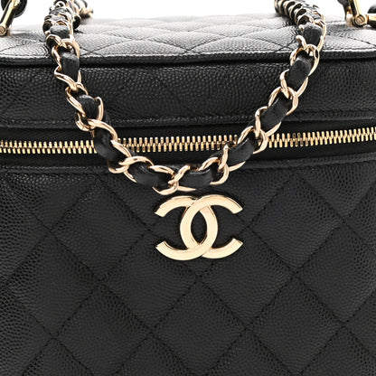 Chanel Caviar Quilted Small Top Handle Vanity Case With Chain Black 8 of 12
