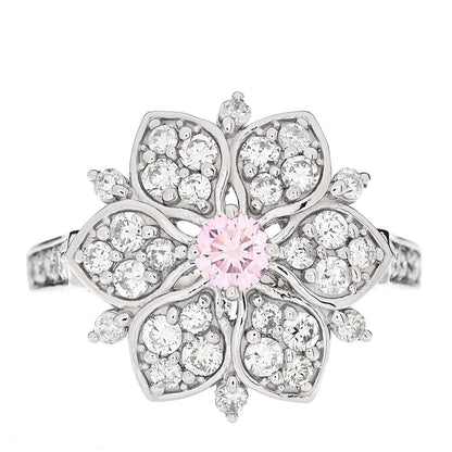 Parker & West by FASHIONPHILE Platinum Diamond Pink Diamond .19ctw Flower Ring  53 6.25 1 of 9