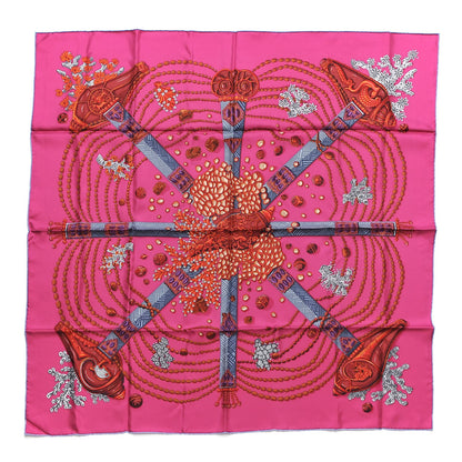 Hermes Silk Chemins De Corail Scarf 90 Fuchsia Gris Bordeaux 1 of 5
