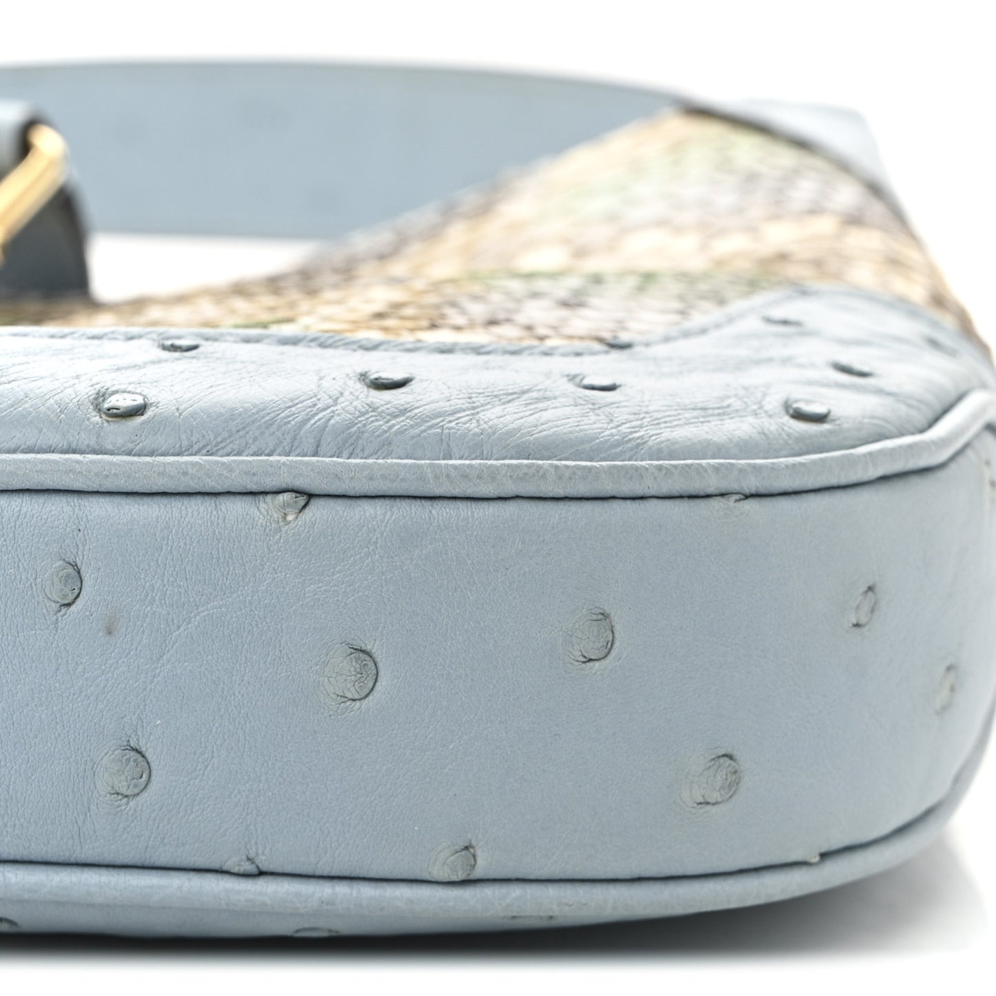 Snakeskin Ostrich Calfskin Small Jackie 1961 Hobo Blue Multicolor