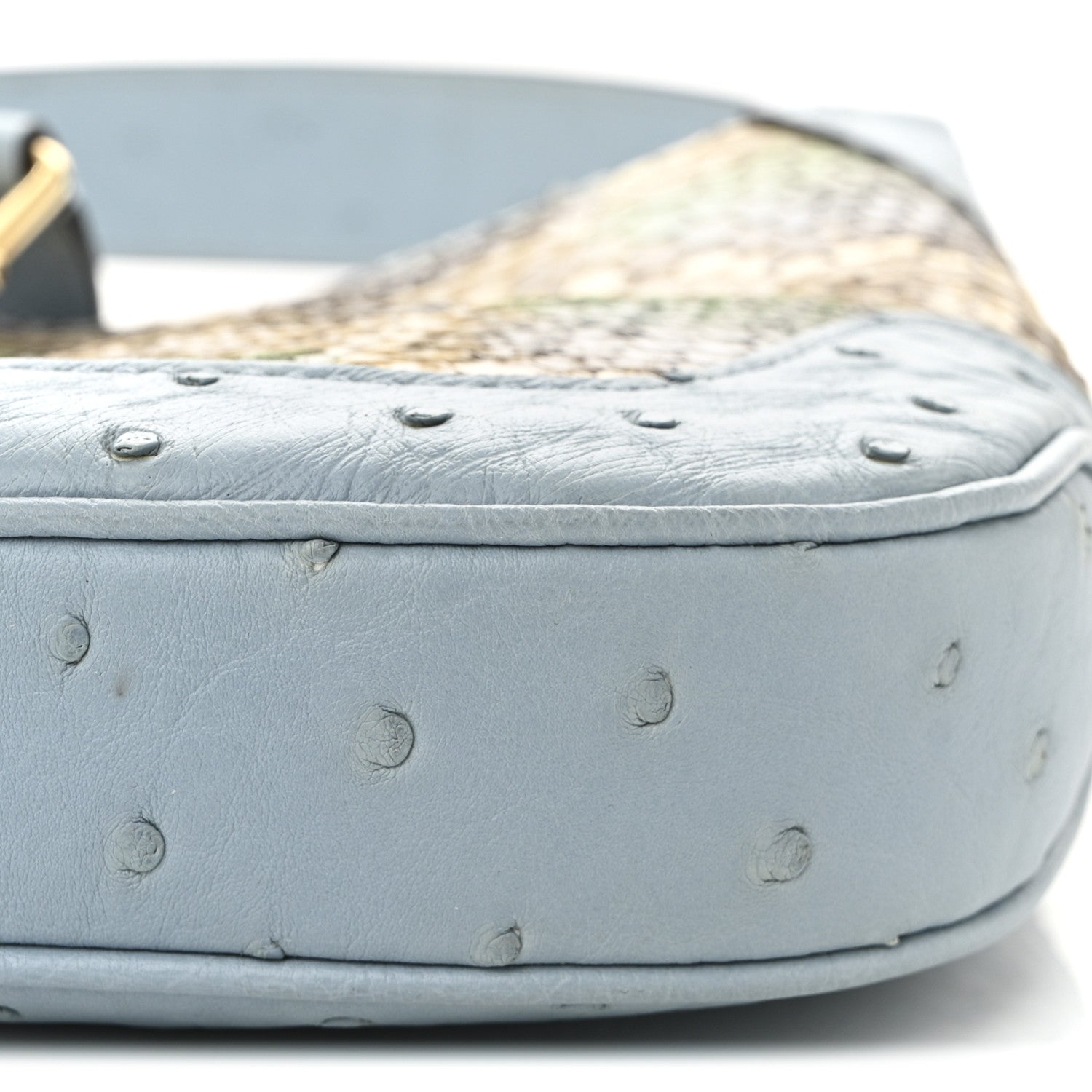 Gucci Snakeskin Ostrich Calfskin Small Jackie 1961 Hobo Blue Multicolor 10 of 10