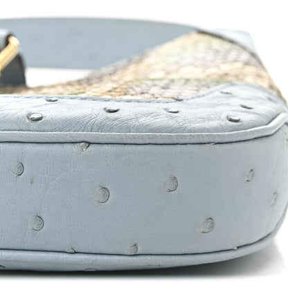 Gucci Snakeskin Ostrich Calfskin Small Jackie 1961 Hobo Blue Multicolor 10 of 10