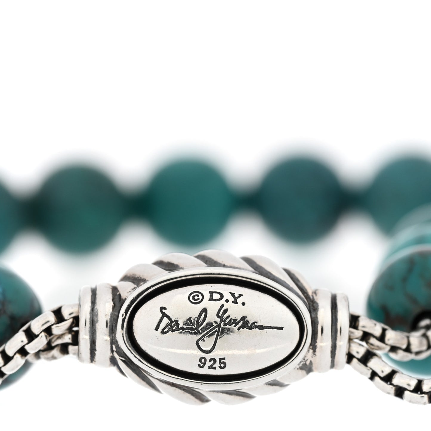 DAVID YURMAN Sterling Silver Turquoise 8mm Spiritual Beads Adjustable Bracelet