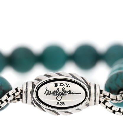 David Yurman DAVID YURMAN Sterling Silver Turquoise 8mm Spiritual Beads Adjustable Bracelet 3 of 3