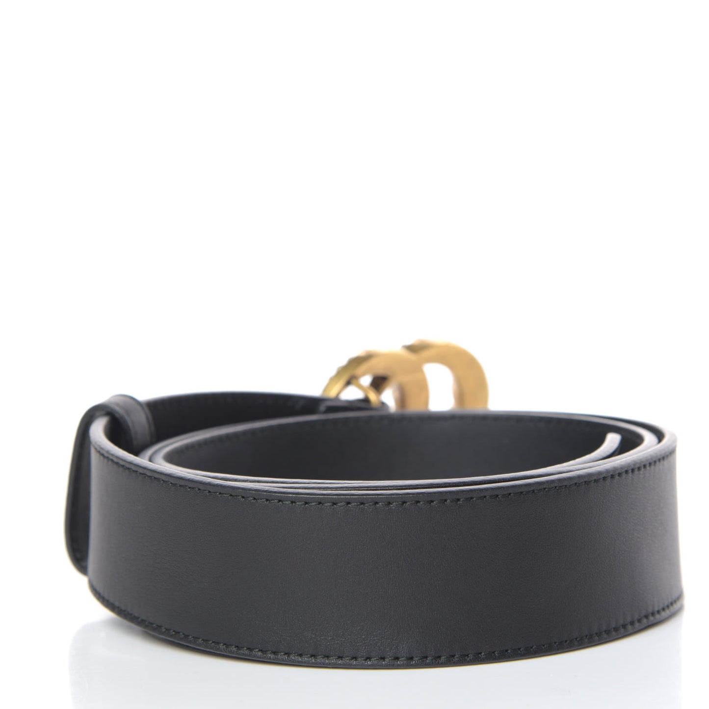 Moon Calfskin Pearl Double G 40mm Belt 95 38 Black Cream