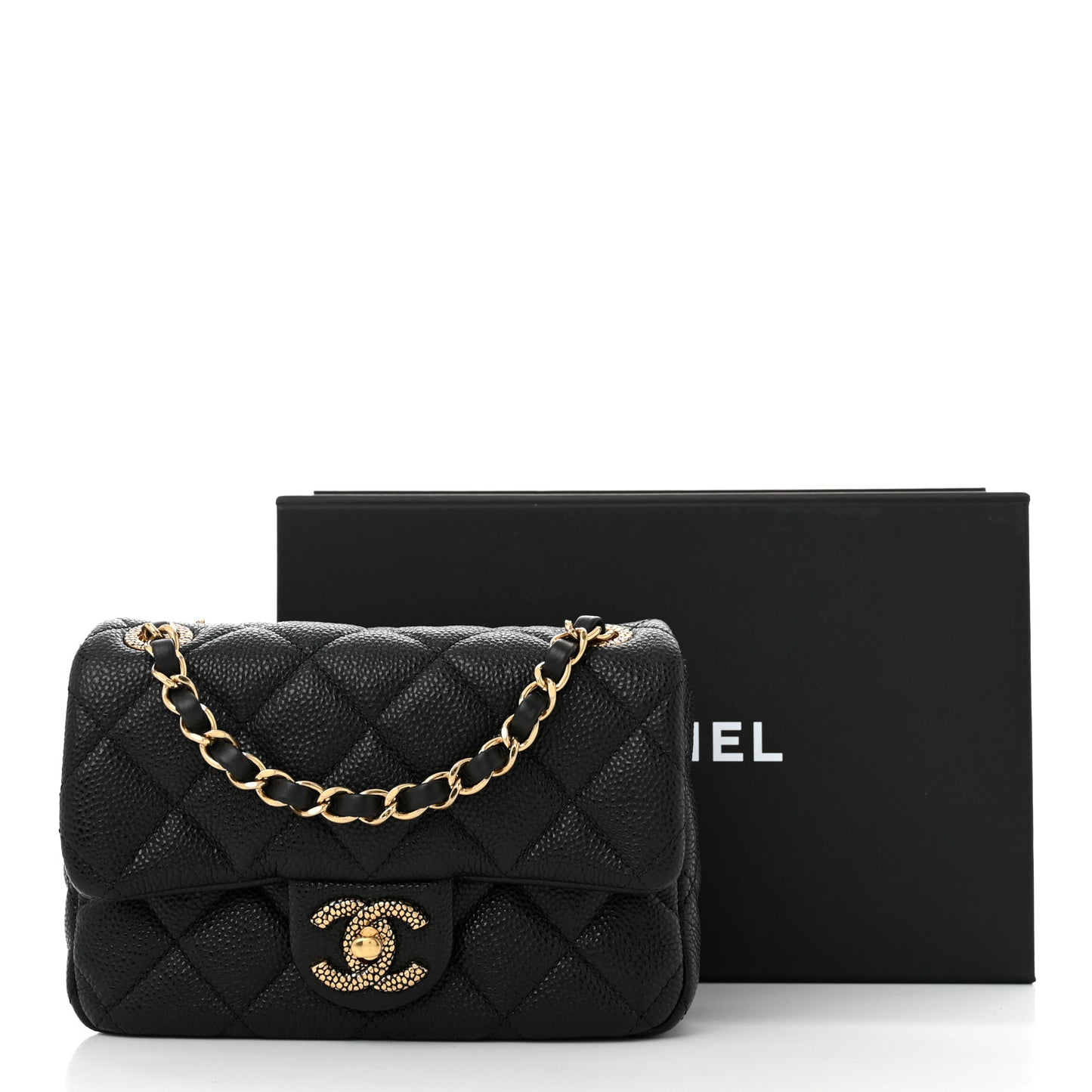 Grained Lambskin Quilted Mini Flap Black