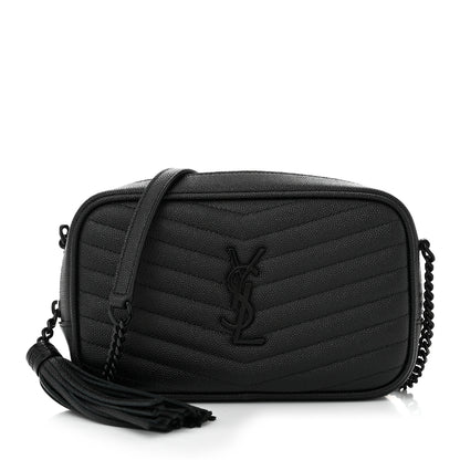 Saint Laurent Grain De Poudre Matelasse Monochrome Monogram Mini Lou Camera Bag Black 1 of 11