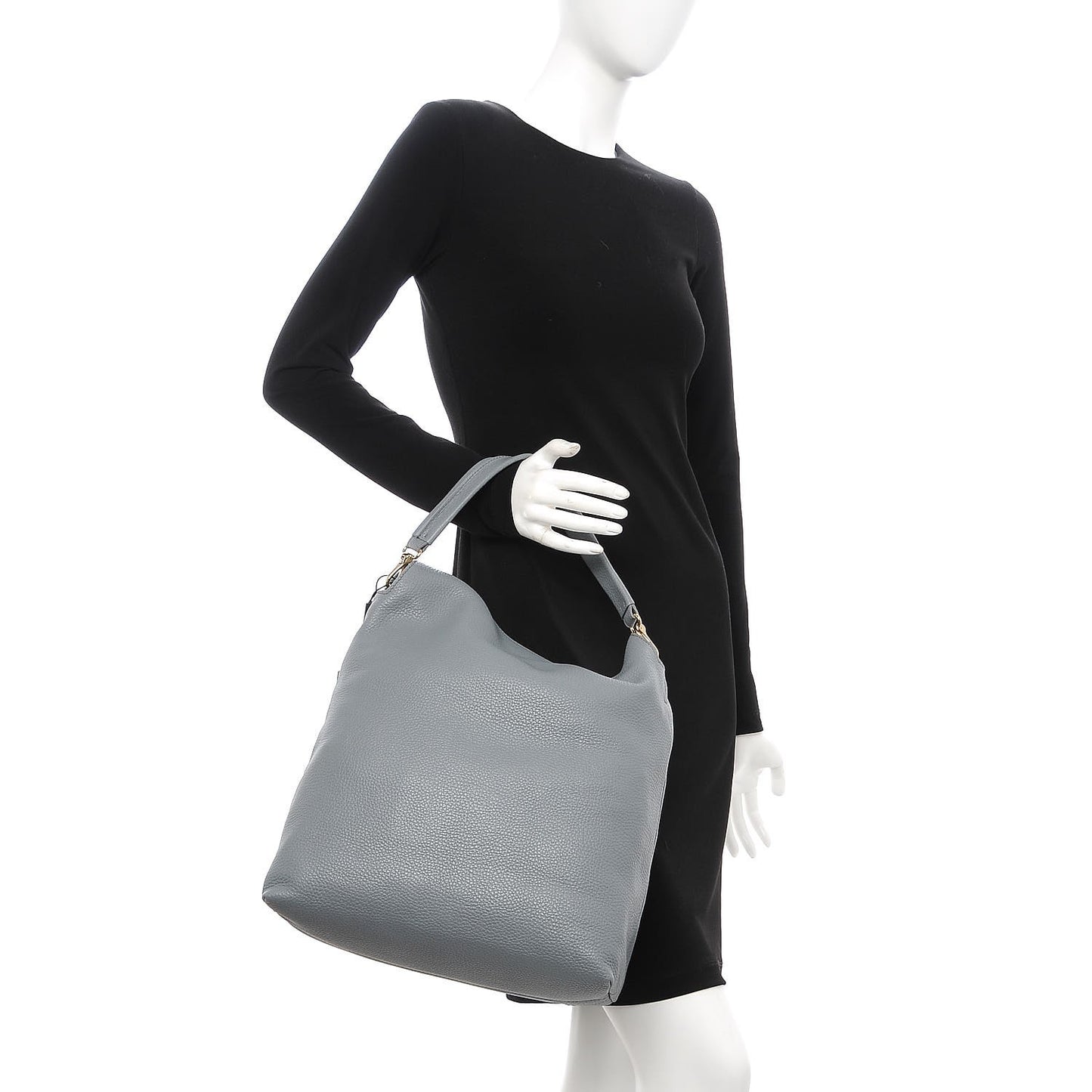 London Grainy Calfskin Medium Cale Hobo Storm Grey