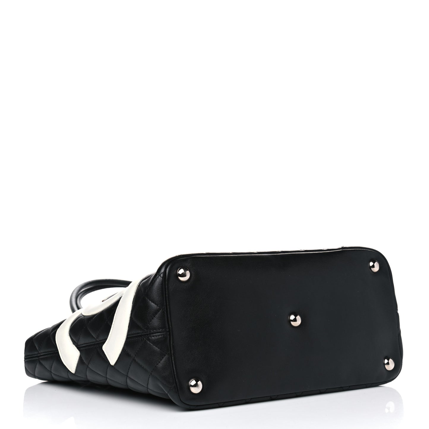 Calfskin Quilted Large Cambon Tote Black White