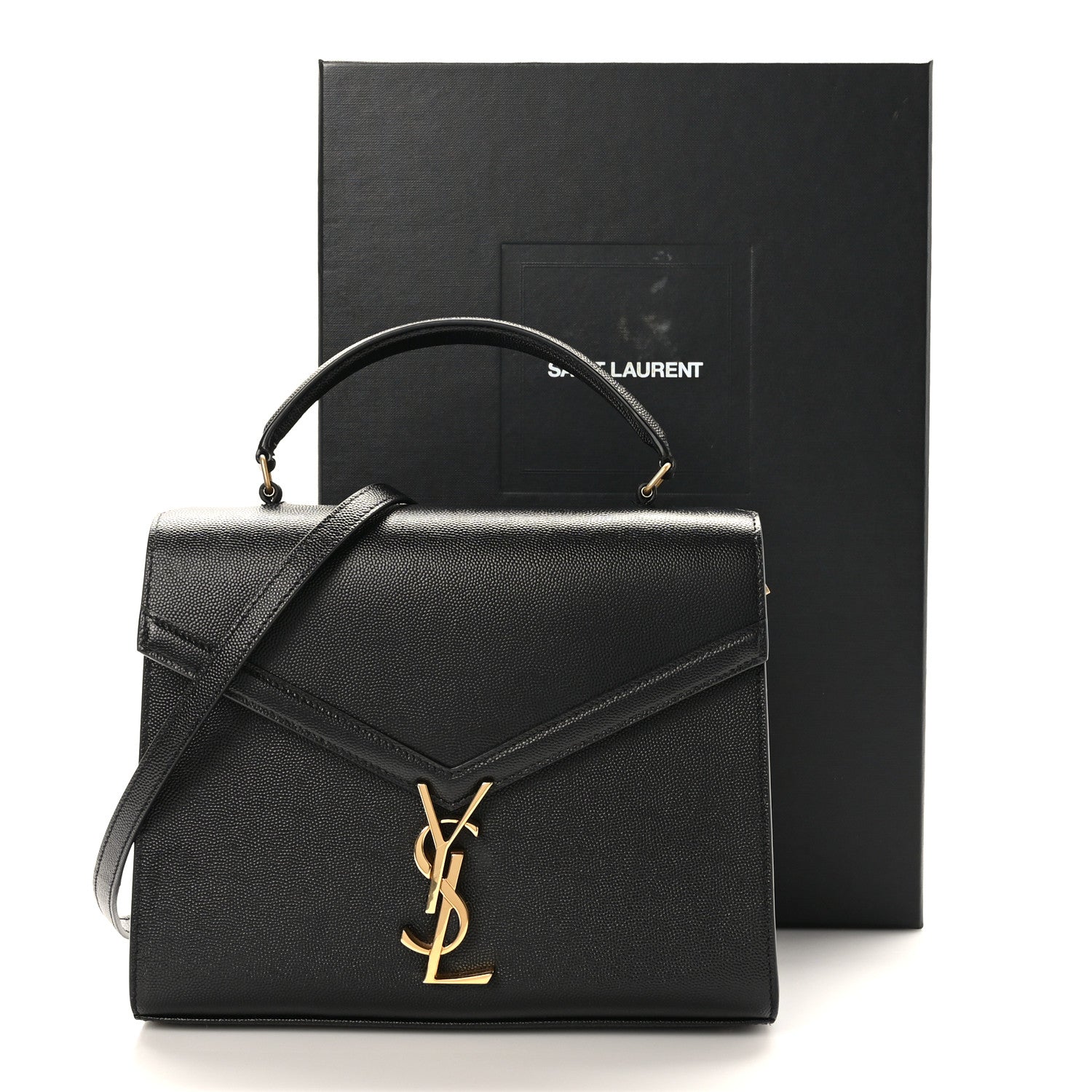 Saint Laurent Grain de Poudre Medium Classic Monogram Cassandra Top Handle Black 9 of 9
