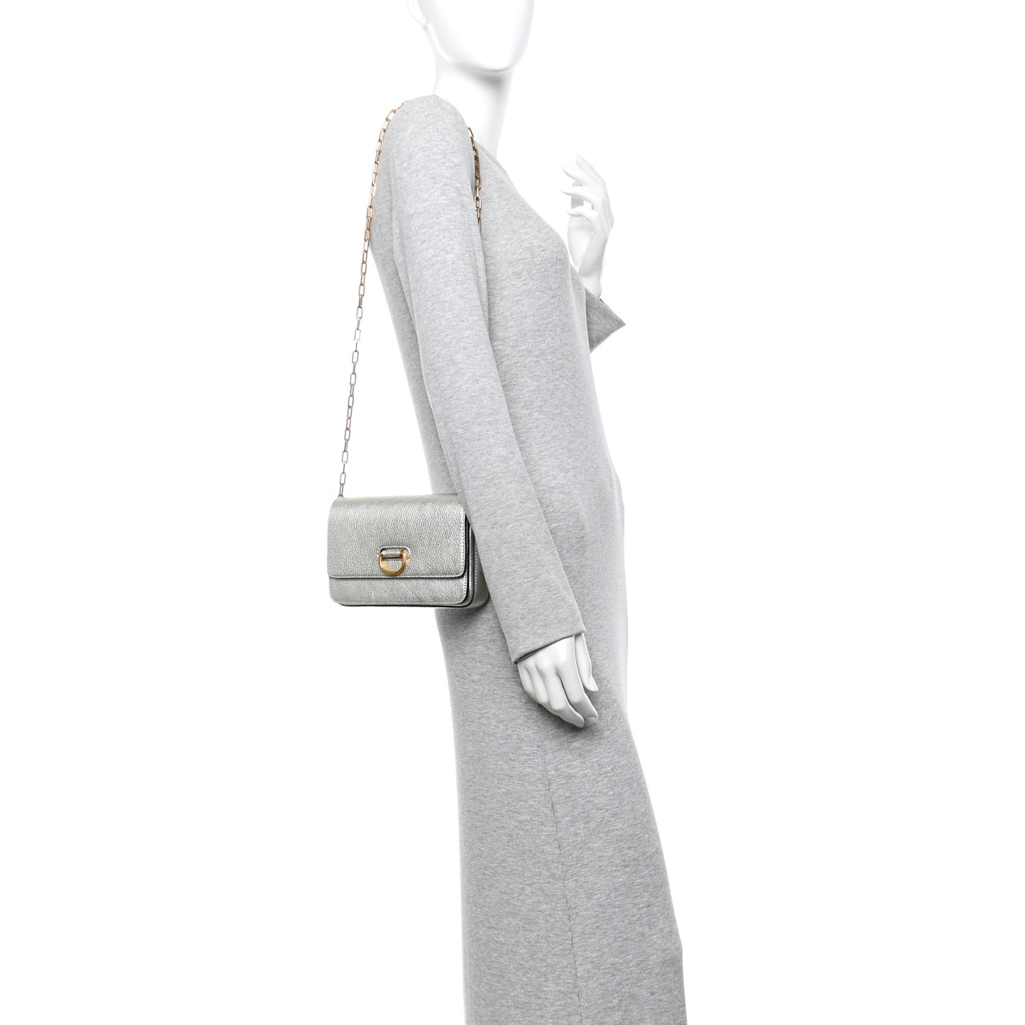 Metallic Hayes Goatskin D-Ring Mini Bag Silver