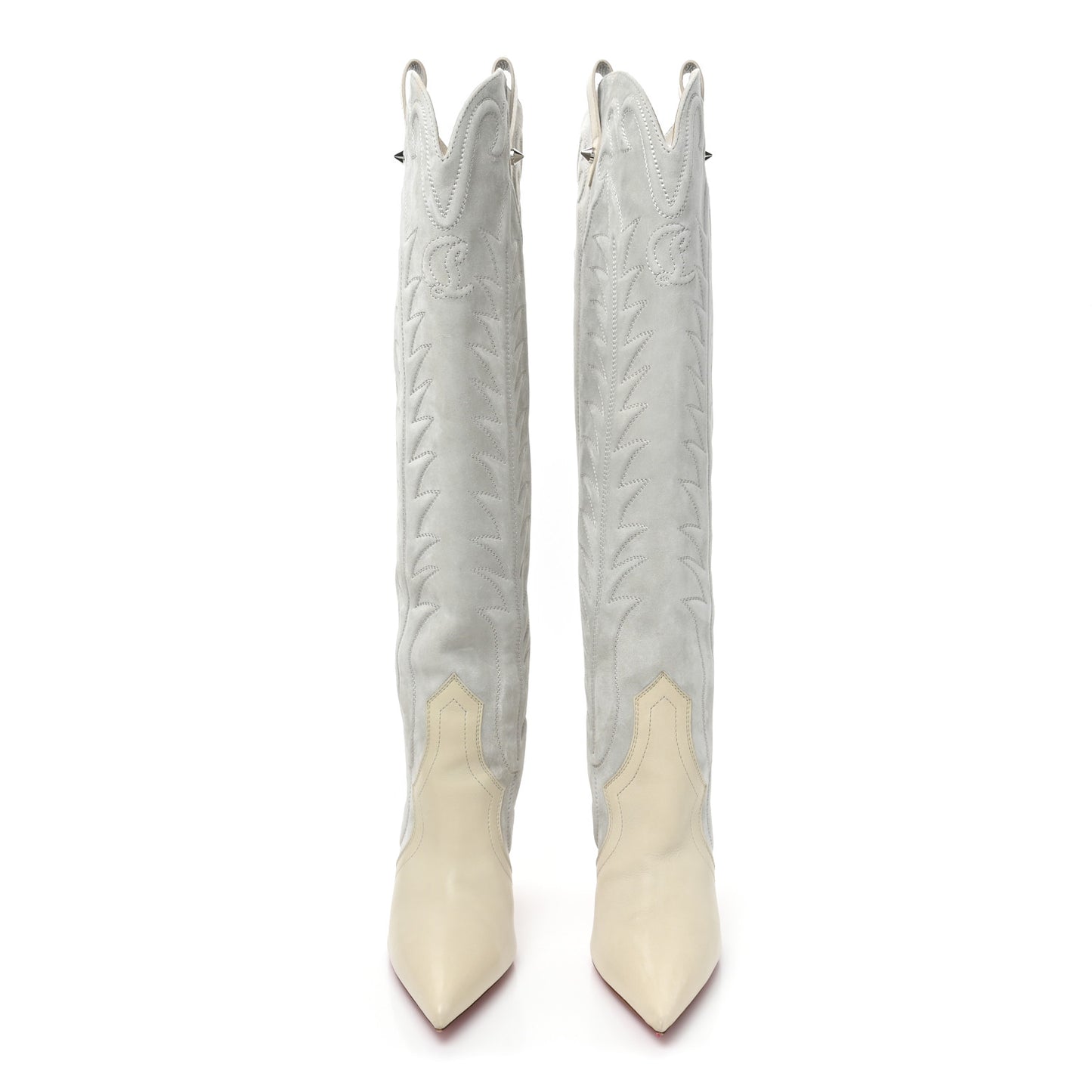 Calfskin Santia Botta 85 Tall Boots 39 White Albatre