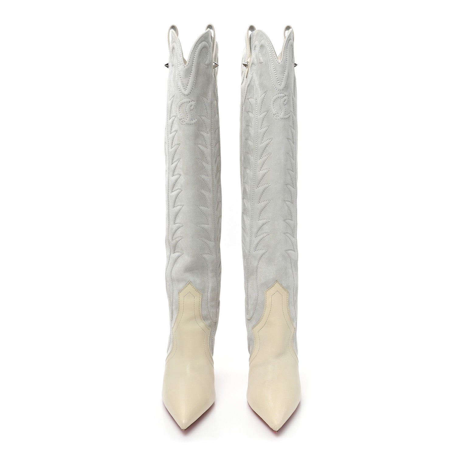 Christian Louboutin Calfskin Santia Botta 85 Tall Boots 39 White Albatre 2 of 9