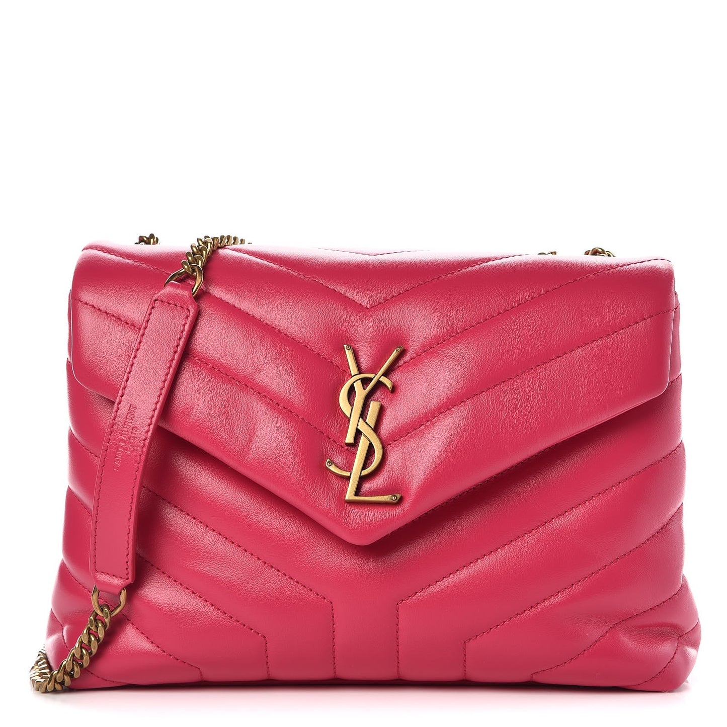 Calfskin Y Quilted Monogram Small Loulou Chain Satchel Fresh Fuchsia