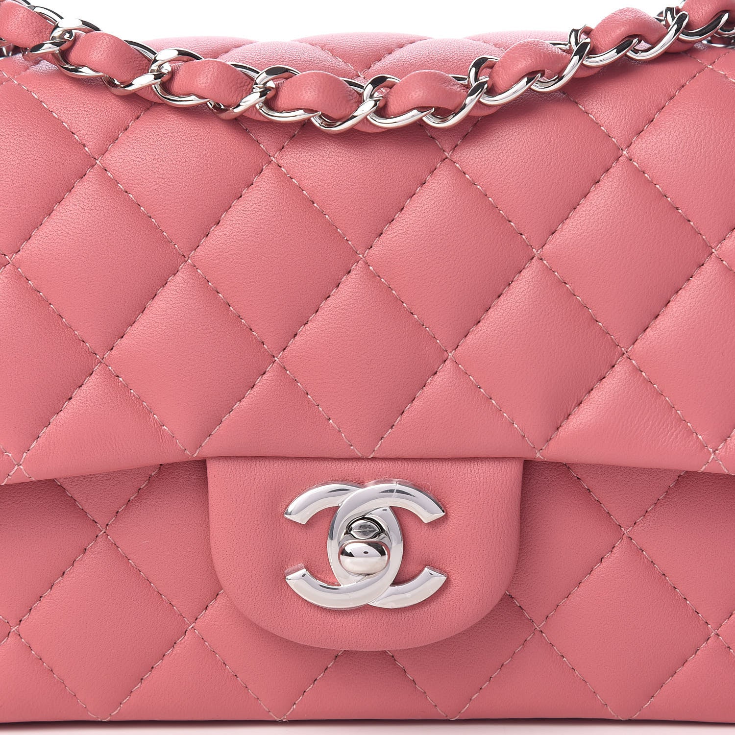 Chanel Lambskin Quilted Mini Rectangular Flap Pink 8 of 11