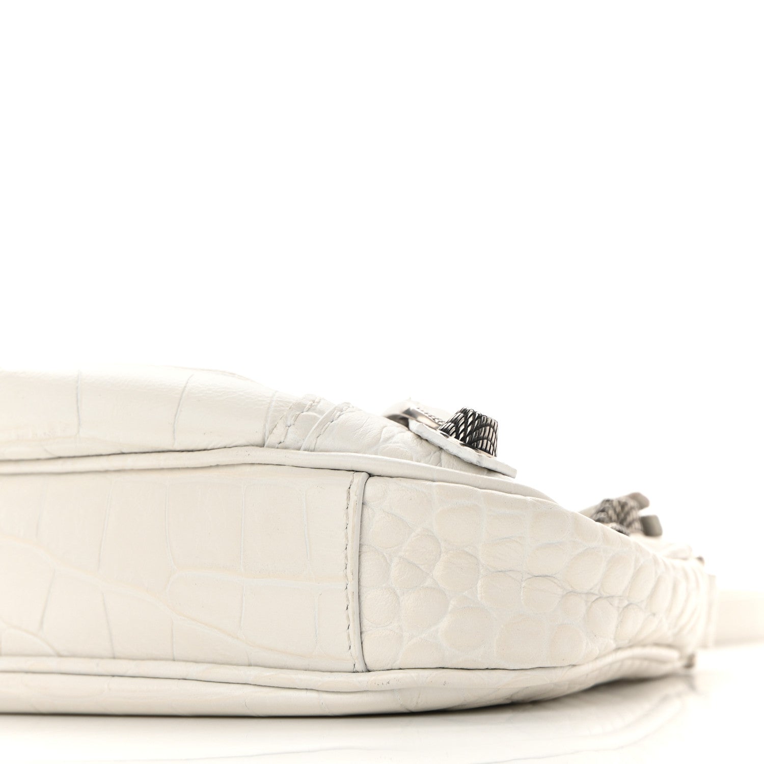 Balenciaga Extra Supple Calfskin Crocodile Embossed Le Cagole Mini Purse With Chain White 9 of 9