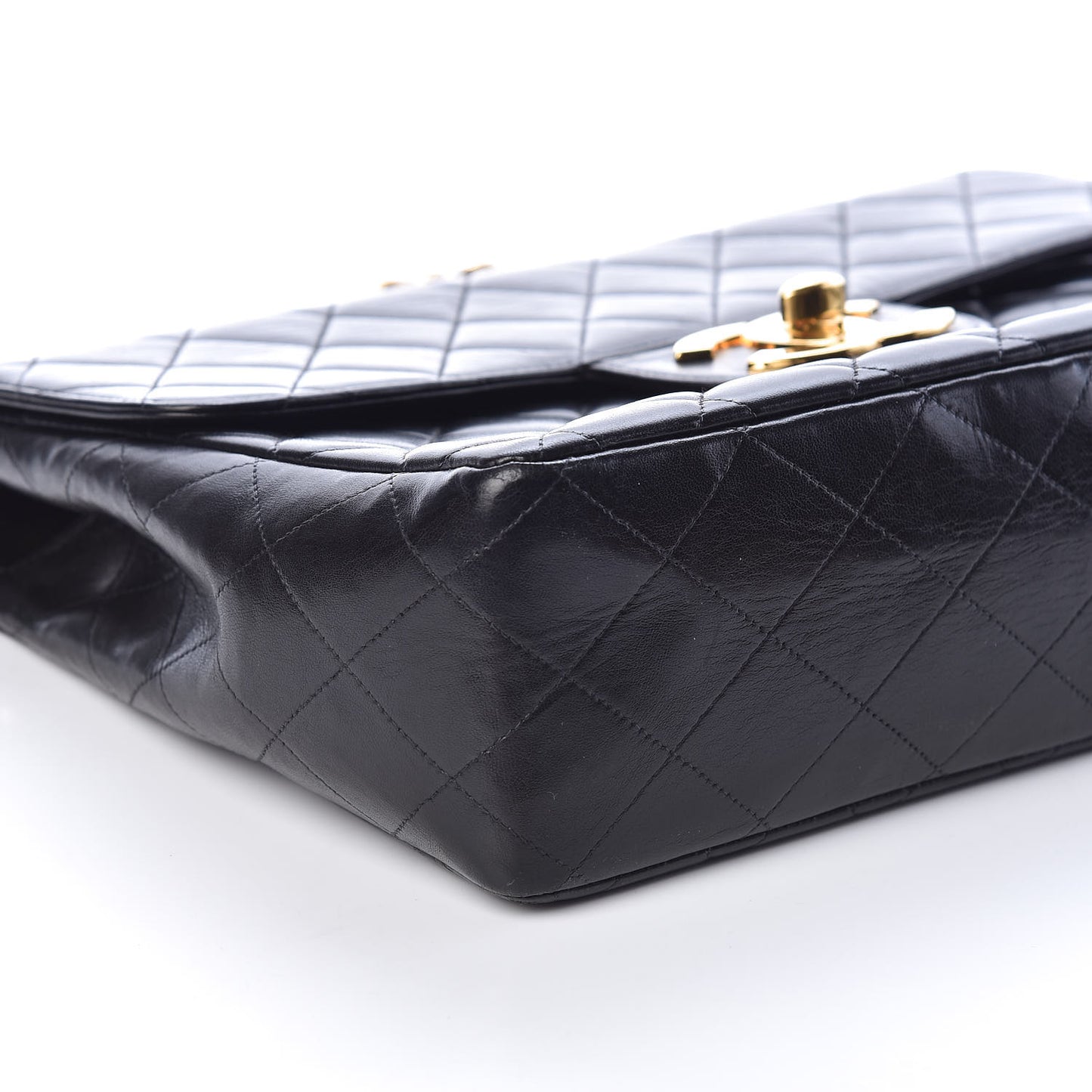 Lambskin Quilted Jumbo Single Flap Black
