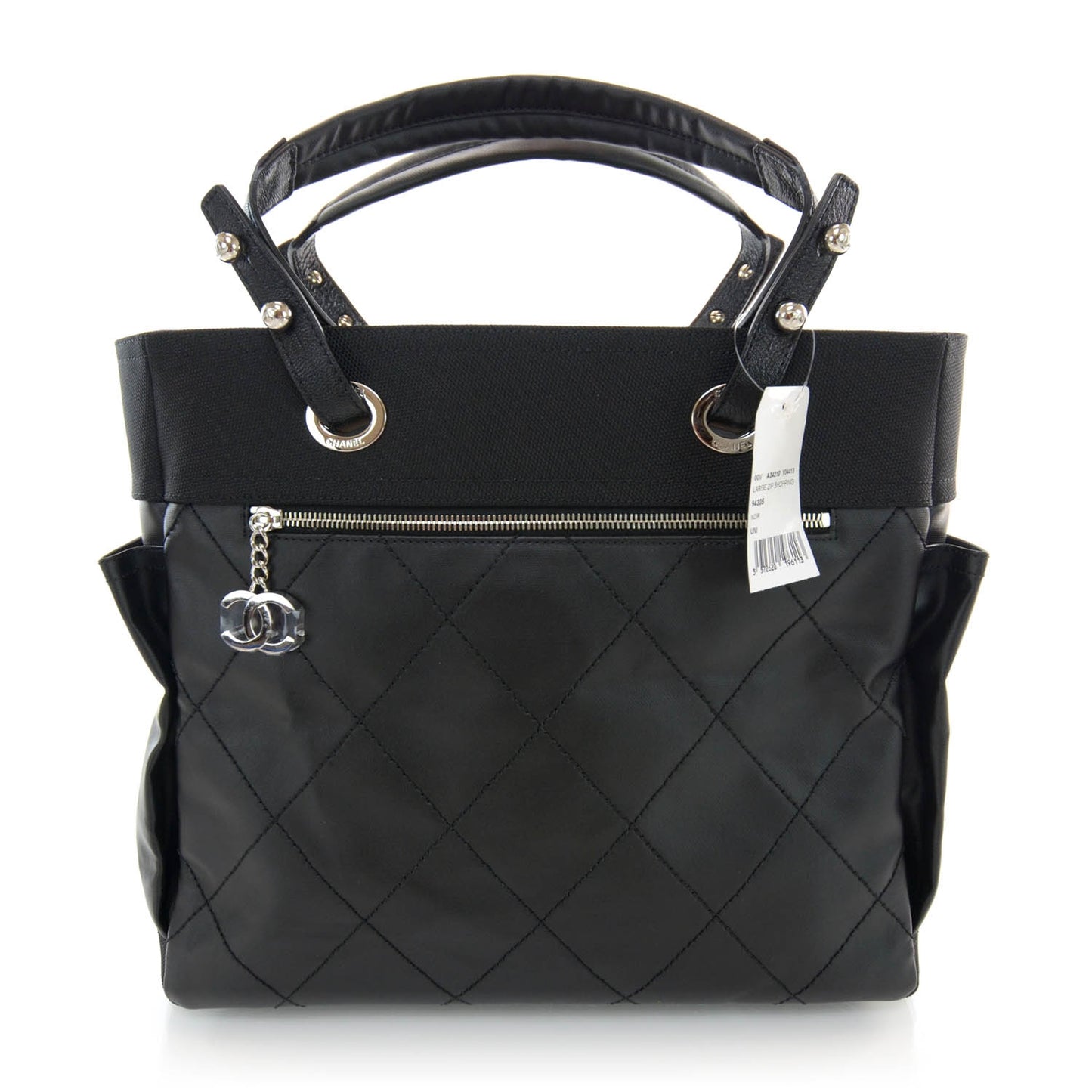 Coated Canvas Large Paris Biarritz Tote Black