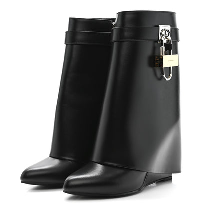 Givenchy Calfskin Shark Lock Ankle Boots 37 Black 4 of 9