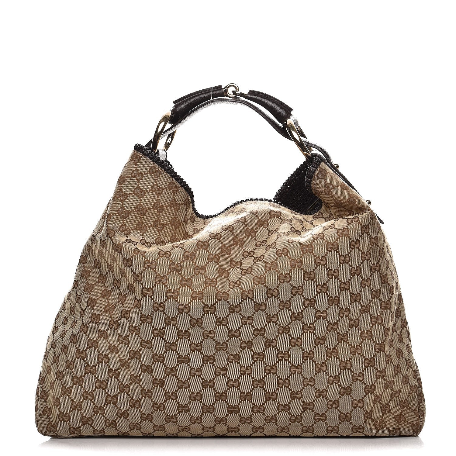 Gucci Monogram Large Horsebit Chain Hobo Dark Brown 1 of 12