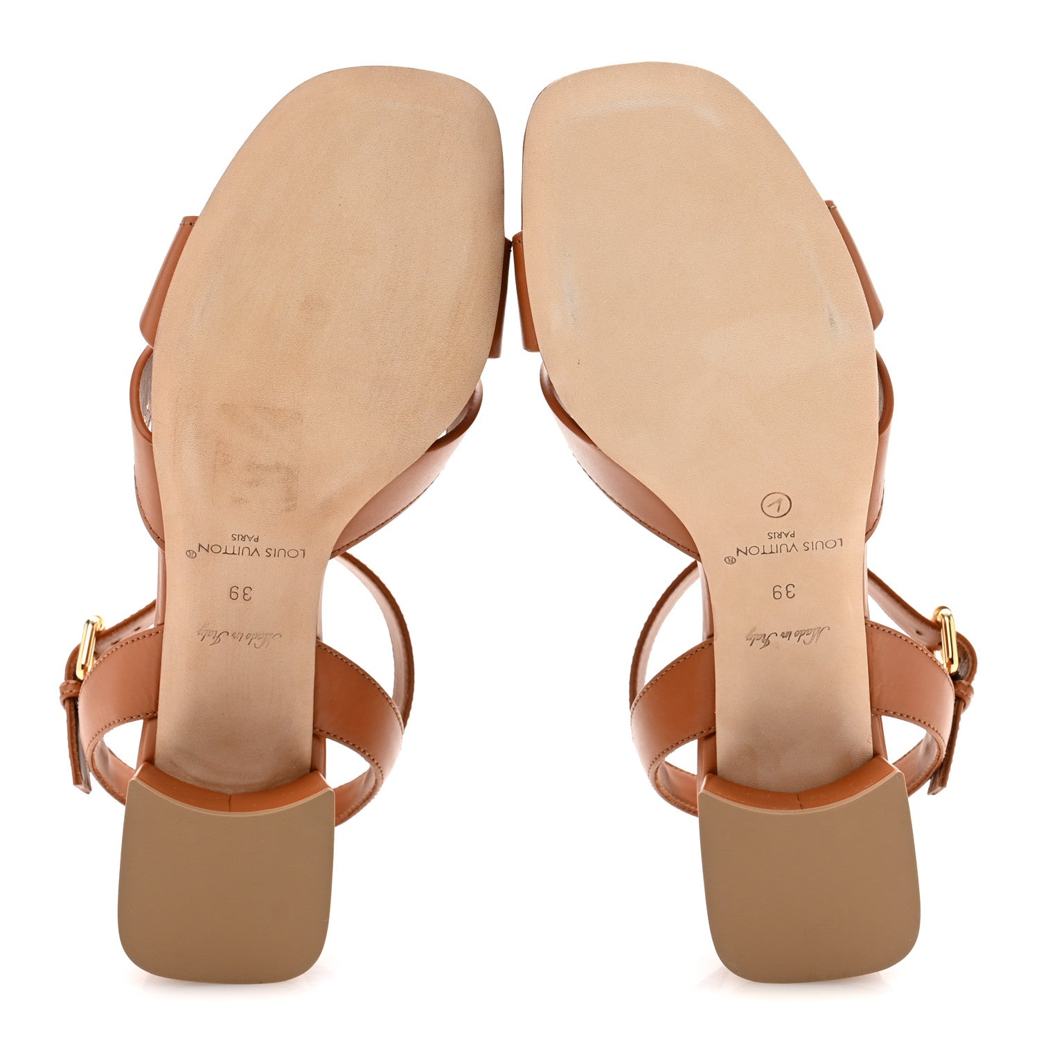 Louis Vuitton サンダル ブラウン 10cmヒール Louis Vuitton Calfskin LV Isola Sandals 39 Cognac 1735758