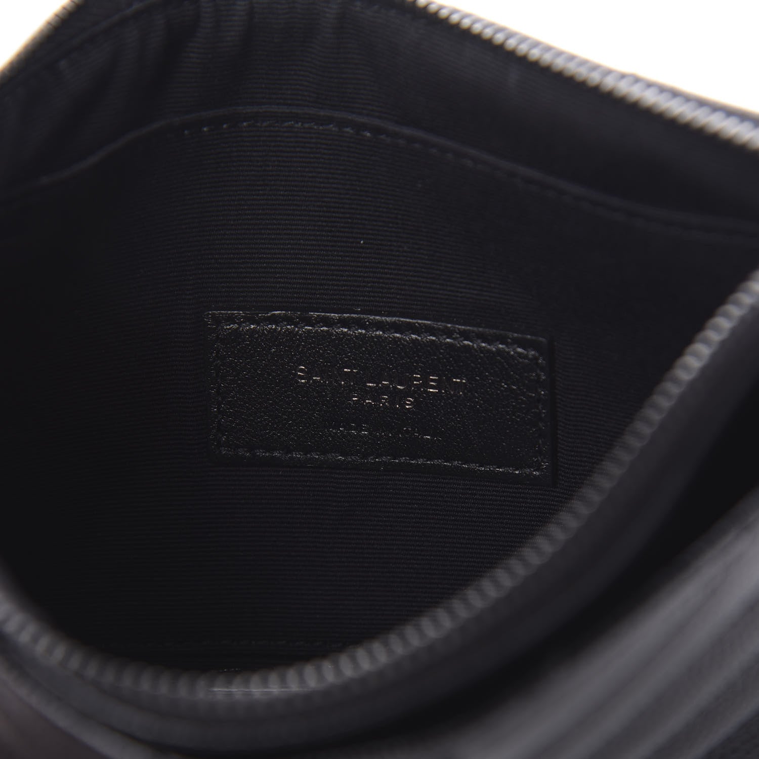 Saint Laurent Grain De Poudre Chevron Monogram Bill Pouch Black 6 of 8