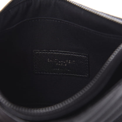 Saint Laurent Grain De Poudre Chevron Monogram Bill Pouch Black 6 of 8