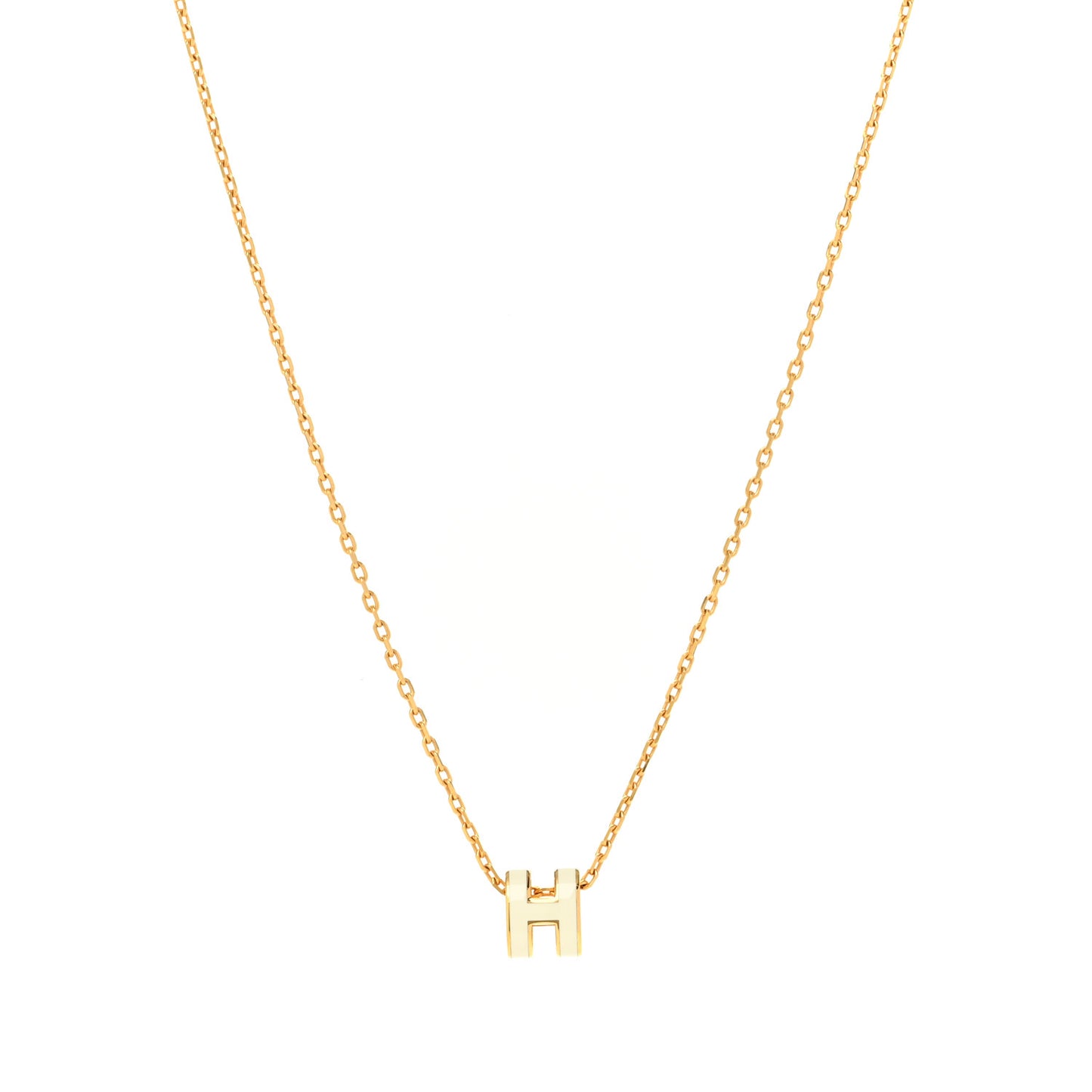Lacquered Gold Mini Pop H Pendant Necklace White