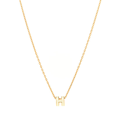 Hermes Lacquered Gold Mini Pop H Pendant Necklace White 1 of 7