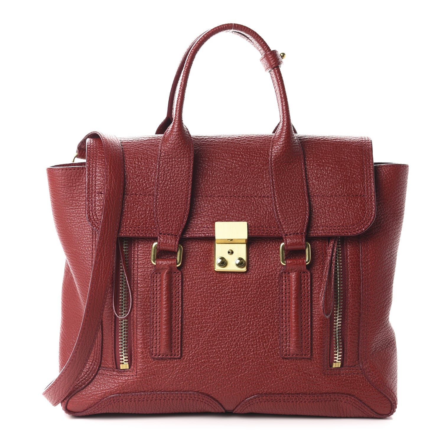 3.1 Phillip Lim 3.1 Textured Calfskin Medium Pashli Satchel Red 1 of 14