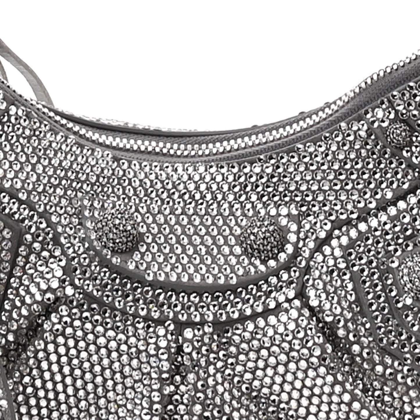 Rhinestone Encrusted Le Cagole Shoulder Bag XS Silver